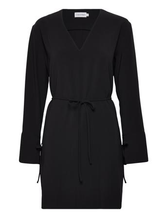 Structure Twill Ls Dress Dresses Summer Dresses Svart Calvin Klein*Betinget Tilbud