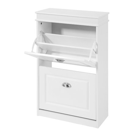 SoBuy vit skohylla med 2 dörrar 24x103.99x51.99cm, funktionell FSR64-W