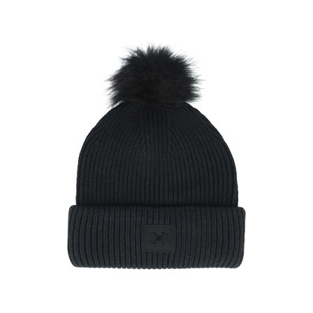 Appertiff - Halftime Ribbed Black/Black/Black Pom Pom Black Beanie - @ Hatstore