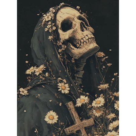 Skull Diamond Art Kits för vuxna, 5D Flower Diamond Art för nybörjare, DIY Full Drill Diamond Painting Kit, Hemväggdekor Cross Diamond Painting