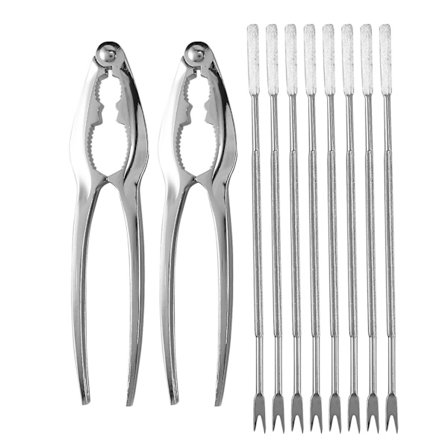 Sjømatverktøysett med 8 gafler og 2 hummer- og krabbeknekker nøtteknekkersett sjømatverktøysett
