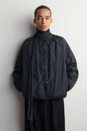 COS Women's Giacca In Piumino Trapuntata Con Arricciature in Blu