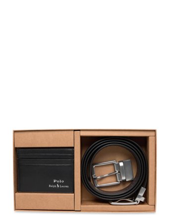 Polo Ralph Lauren Leather Belt & Card Case Gift Set - Black - ONE SIZE