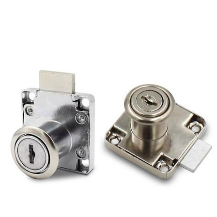 Cam-låse, zinklegeringsskablås, sikkerhedssylinder skabslåse til husholdningskontormøbler dør postkasse (2 stk, sølv)