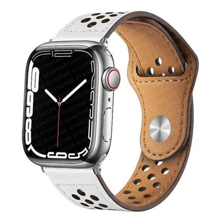 Läderrem för Apple Watch Band 49mm 44mm 40mm 45mm 41mm 42mm 38mm Correa Armband Iwatch Series 3 4 5 6 Se 7 8 Ultra Strap White 42mm 44mm 45mm 49mm