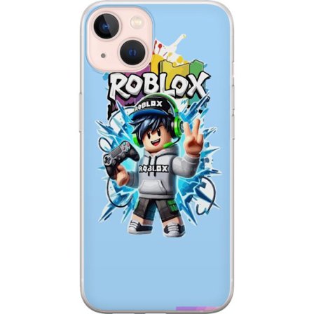 Kompatibelt Mobilskal till Apple Apple iPhone 13 Färgstark Roblox-karaktär med handkontroll och energifylld splash art design, perfekt för barnrum
