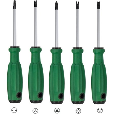 5-delt skrutrekkersett - krom-vanadiumstål med magnetiske bits - Inkluderer