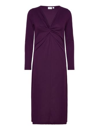Vinayo Knot L/S Mid Calf Dress Knælang Kjole Purple Vila
