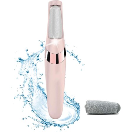 Elektrisk fodfil, USB genopladelig vandtæt hård hudfjerner fod med 2 ruller 2 hastigheder, LED-lys, professionelt pedicureværktøj til fødder (Pink)