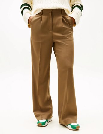 Tommy Hilfiger Timeless Wool Wide Leg Pant - Brown - 46