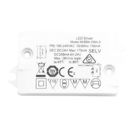 Tukeva muovinen 24V LED-muuntaja 4W kaappi- ja nauhavalokäyttöön