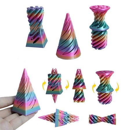 3-pakning Impossible Cones, Spiral Cones Fidget Toy Impossible Pyramid End-to-End Toy roserød
