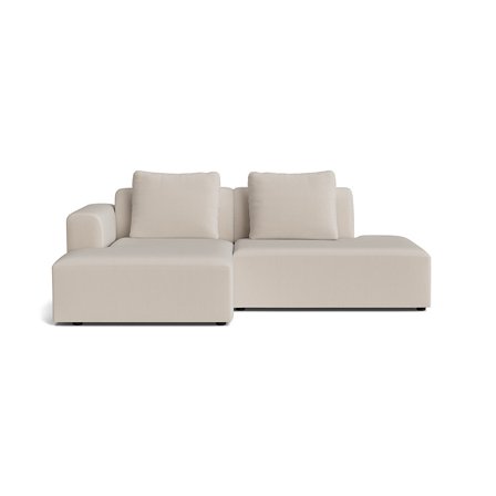 Como Lille Chaiselong Sofa, Venstrevendt Open End - Lisboa Beige - 226x155x83cm - Inkl. 2 Rygpuder - Håndlavet Kvalitets Chaiselong Sofa
