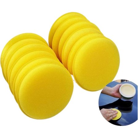 Ultra Myk Skum Applikator Pad Rund Skum Svamp Rengjøringsverktøy Med Gratis Vask Mikrofiberhåndkle (Farge: Kun 12 stk Pad, Størrelse: 4