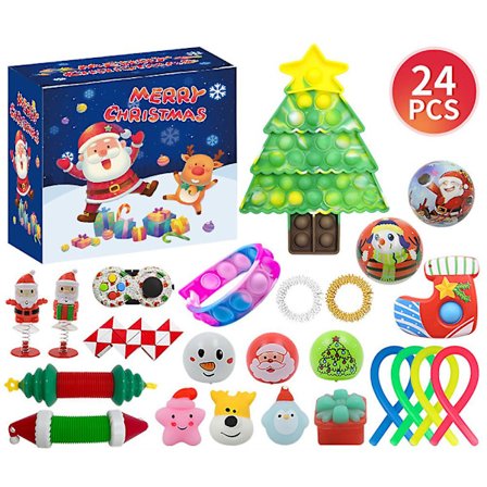 Julekalender med 24 Dager Adventskalender 2024 Fidget Sensoriske Leksaker Blind Box Barn Julegave