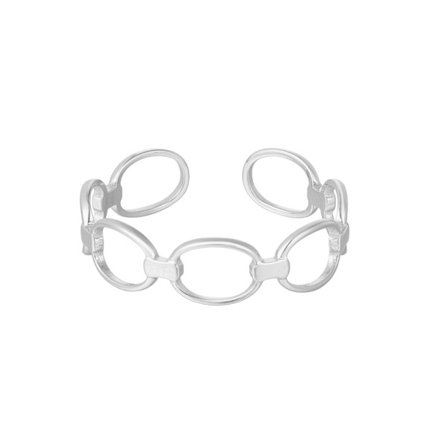 Ring i Rostfritt Stål - Sammanflätade Länkar - Silver -Justerbar