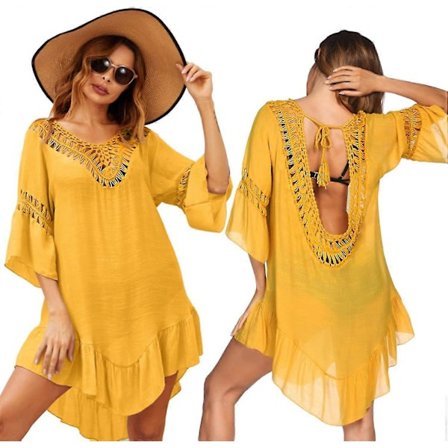 Baddräkt Överdrag Dam Baddräkt Klänning Plus Size Sexig Bikini Strand Tunika Topp Sommar