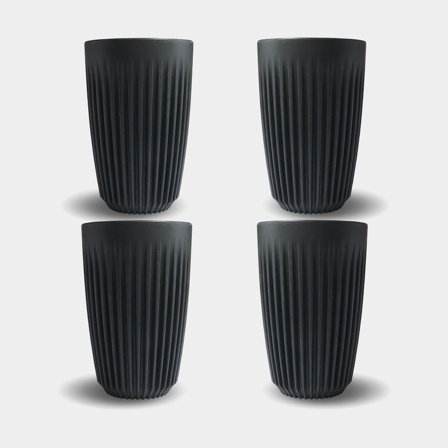 Coffee cup HuskeeCup 12oz Charcoal, recycled coffee husk, black, 35 cl / 350 ml, 4-pack