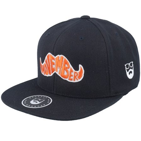 Bearded Man - Black snapback Czapka Z Daszkiem - Movember Typo Black Snapback @ Hatstore