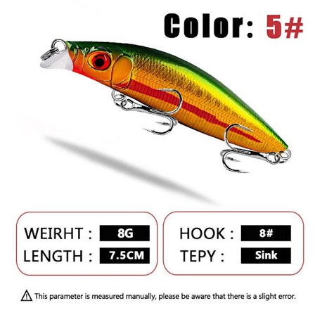 Synkende Fiske Lure Minnow Lure FARGE 5 FARGE 5