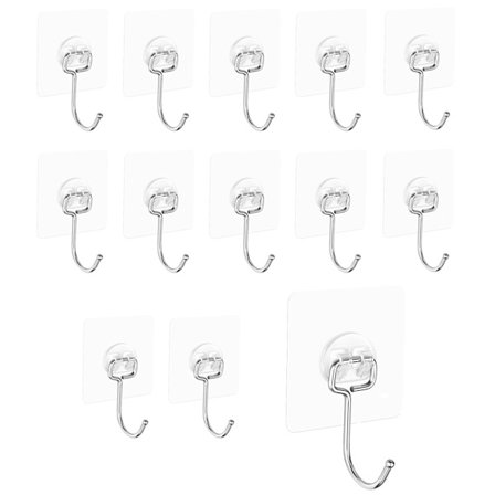Selvklæbende kroge super stærk stor størrelse 12 stykker, intet behov for at bore huller, kroge gennemsigtige badehåndklædekroge klæbende vægkroge 