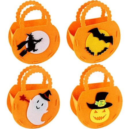 4 kpl Halloween-karkkipusseja Halloween-kangaskassi Halloween-karkkiherkut Lahjakassi, Kurpitsapussi, Karkki vai kepponen -pussi Lasten säilytyspussi,