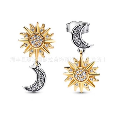 Hvide kobberbelagte sølv stedmoderblomst blå sommerfugl rosaguld sol og måne øreringe øreringe gave