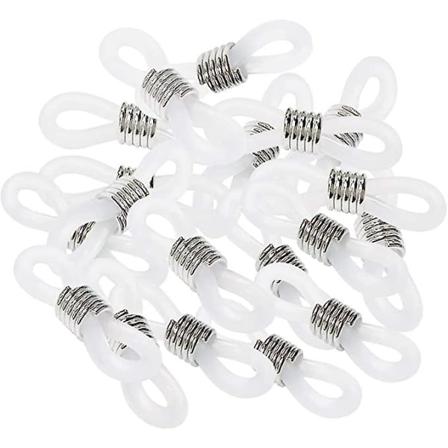 40 kpl lasit ketjun päässä säädettävä kuminen silmälasien linssin liitin silmälasien kehykseen kaulakoruketju, valkoinen ja hopea White and silver
