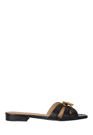 Lauren Ralph Blaike Nappa Leather Slide Sandal Sandaler Dam Svart 41