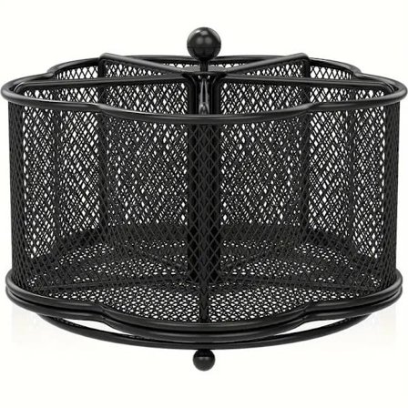 Metall Bestikkholder – 360° Roterende Kjøkkenredskapstativ med 5 Rom_OF