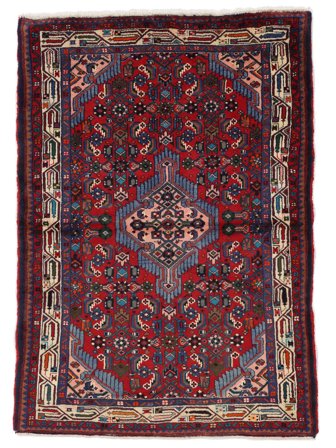 Handgeknoopt Perzisch Hamadan Vloerkleed 105X150 Zwart/Donkerrood