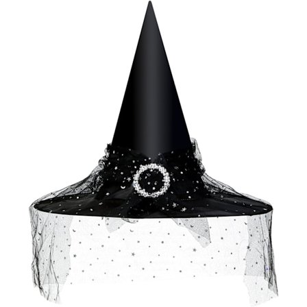 Heksehat til Kvinder, Mesh Blonder Fancy Dress Troldmand Kostume Tilbehør til Cosplay Fester