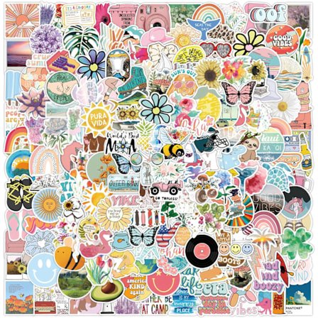 200 stk. Vannflaske Klistremerker for Barn, Søte Klistremerker for Vannflasker, Vinyl Vanntette Klistremerker Estetisk Laptop Klistremerke