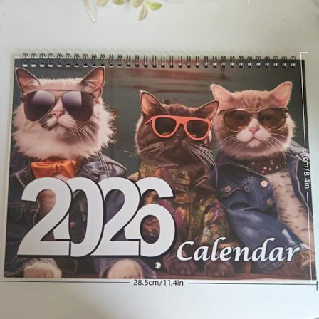 Engelsk kalender i 2026 Tre solbrille kattekalender Nytårsgave