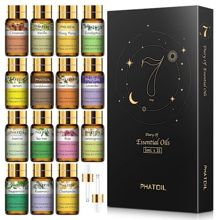 Rena Eterinella Oljor 15 bitar Gåva Set Naturlig Växt Aroma Eterisk Olja Diffuser Eukalyptus Vanilj Mynta Lavendel Ros Te Träd Olja