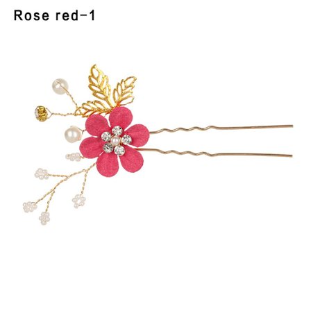 Hårkammar Blomma Hårnål Brudklämmor ROSE RED 1
