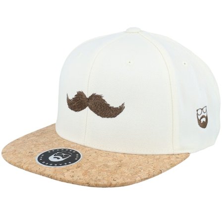Bearded Man - White snapback Caps - Brown Moustache Movember Natural/Cork Snapback @ Hatstore