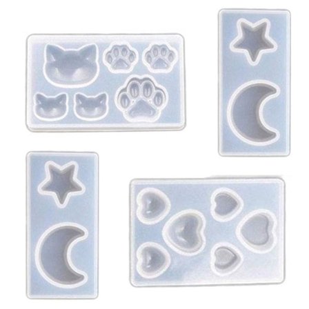 4 stk. Resinforme i silikone til harpikshåndværk - forme til harpiks-diy-kunstmaterialer