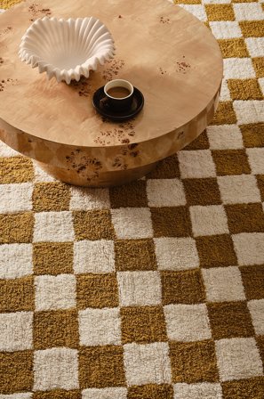 Jotex - Bomullsteppe Bomull Sennepsgul/naturhvit MELA - Kjøp Bomulls- & filleryer hos Jotex