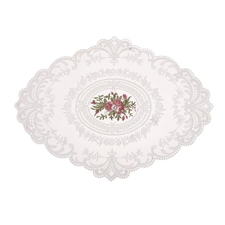 (Vit) 1-pack Retro Spets Placemat 30x40 cm Oval Broderad Bordsunderlägg Fransk Virkad Dukar Glasunderlägg Kopp Matta för Hem Bröllop