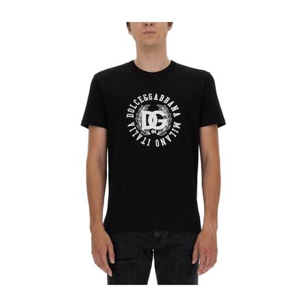 Dolce & Gabbana, Girocllo T-Shirt Zwart, Heren, Maat:M,print
