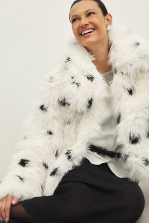 Handpicked x NA-KD Dotted Faux Fur Jacket - Jakker & frakker i imiteret pels - Dotted - EU 36