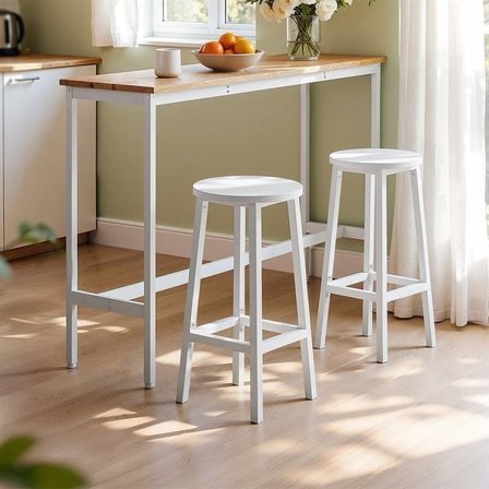 Barpall med metallram och fotstöd 2-pack - Vit