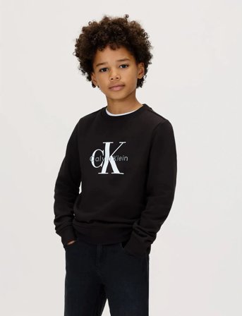 Calvin Klein Ck Monogram Terry Cn Sweatshirt - Black - 128