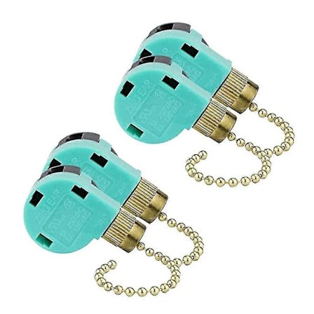 4kpl Kattotuulettimen kytkin Ear Ze-268s6, 3-nopeuksinen 4-johtiminen nopeudensäätö vetoketjulla Johdolliset laitteet Kytkin