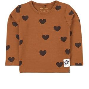 Mini Rodini Basic Hearts Ls Tee Tencel Brown - Tops - 140/146 cm - Brown