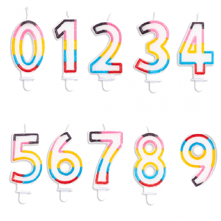 Kagelys nummer - flerfarvet Ciffer 7