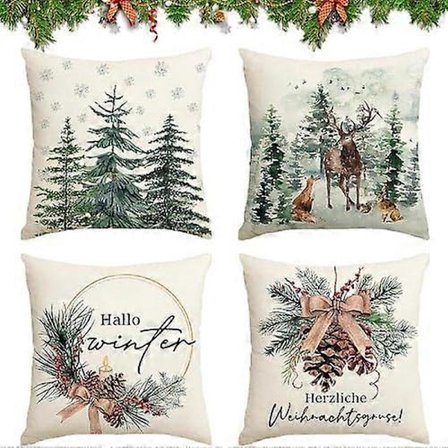 st. dekorative linnedpuder, 50 x 50 cm Julepudebetræk, dekorativt pudebetræk, Julepudebetræk, Julepudebetræk rensdyr, pude