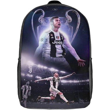 Reppu YL715 Ronaldo Reppu 3D-painettu jalkapalloilija Matkareppu Rento kannettavan tietokoneen reppu Kevyt koululaukku miehille naisille pojille 