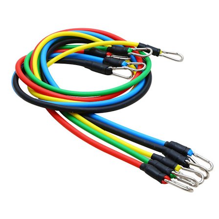 Set med 11 elastiska motståndsband med dörrfäste/handtag/fotled